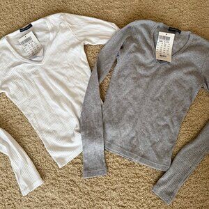 Lot of 2 BNWT Brandy Melville Ribbed Long Sleeve Tees